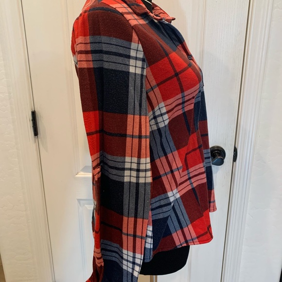 Rue 21 Red blue plaid long sleeve blouse Size XL - Picture 6 of 7